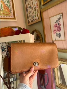 Coach Brown Soft Leather Turn-lock Crossbody Bag